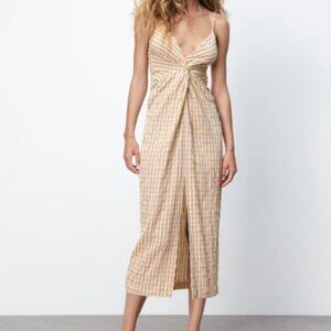 Zara Gingham Midi dress size M